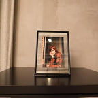Black Floating Frame (5"x7",Vertical) with Romantic Heart, For Picture Sizes 4x6,3x5, 2x3, Tabletop Shelf Photo Frame, Classy Gift For Festival, Home or Wedding…