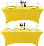 2-Pack 4ft Spandex Table Covers for Rectangular Folding Tables - Wrinkle Resistant Stretch Tight Table Cloths - Ultimate Fitted Table Protector for Parties, Banquet, and Wedding