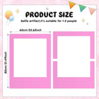 32 x 24 Inch Large Blank DIY Photo Booth Props Picture Frame Party Frame DIY Photo Booth Props Selfie for Birthday, Graduation, Christmas Holiday Party(Pink,Vertical)