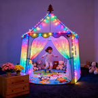 300LED Fairy Curtain Lights, 9.8x9.8Ft Warm White USB Plug in 8 Modes & Timer Christmas String Hanging Lights with Remote for Bedroom Indoor Outdoor Weddings Party Wall Decorations(rainbow)