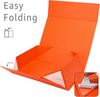 LIFELUM Orange Gift Boxes, 13.85 x 8.35 x 4.45 inch 2 Pack Gift Boxes with Lids Contains Card, Ribbon, Shredded Paper Filler for Holidays,Thanksgiving,Birthdays, Bridal Gifts,Weddings