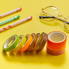60 Rolls Washi Tape Sets 8mm Wide 10ft Long Basic Solid Color Rainbow Colored Decorative Thin Masking Tapes for Arts, Children Gifts, Bullet Journals, Wrapping Planner, Calendar, Scrapbooking DIY