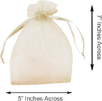 Super Z Outlet 100 Pack 5x7 Inch Mini Sheer Drawstring Organza Transparent Bags Jewelry Sack Pouches for Wedding, Party Decorations, Arts & Crafts Gifts (Ivory)