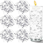50 PCS Artificial Floating Beads for Centerpieces Vases, Silver 8+3mm String Beads for Wedding Party Faux Pearl String for Decorating, String Pearls for Crafts Vase Filler
