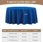 Round Tablecloth 6 Pack 108 Inch Royal Blue Tablecloths Washable Decorative Linen Polyester Table Clothes Cover for Dining Table Banquets Buffet Parties and Wedding