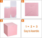 GEFTOL Small Pink Gift Box 50 Pack 4x4x4 inches Fold Box Easy Assemble Paper Gift Box Bridesmaids Proposal Box for Bridal Birthday Party Christmas