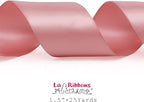 LaRibbons 1 1/2 Inch 25 Yard Double Faced Satin Ribbon,Dust Pink Satin Craft Fabric Ribbon for Gift Wrapping Floral Bouquets Wedding Party Decoration