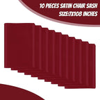 10 PCS Burgundy Satin Chair Sashes Bows Universal Chair Ribbon Ties Back Sash for Wedding Party Reception Events Banquets Hotel Event Chair Cover Decoration (7x108 inch)