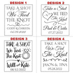 Personalized wedding shot glasses, take a shot we tied the knot, cute customizable wedding favors for guests, custom shot glasses, personalized wedding favors, wedding glasses