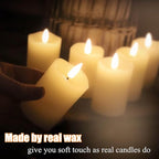 Eywamage Timer Flameless Votive Candles 2 inch x 3 inch , Flickering Small LED Pillar Candles Batteries Included, Ivory Christmas Home Decor 6 Pack with 5 hours timer