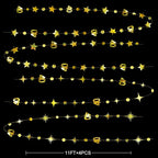 Gold 40th Birthday Decorations Number 40 Circle Dot Twinkle Star Garland Metallic Hanging Streamer Bunting Banner Backdrop for Women Mens 40 Year Old Birthday Forty Anniversary Party Supplies