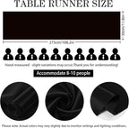 SHEJIZE 10 Pack Black Satin Table Runner 12x108 Inches Long, Bright Silky Smooth Satin Table Runner Table Decor for Wedding Banquet Christmas Prom Event Birthday Party