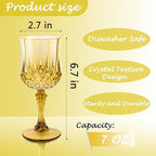 Plastic Wine Glasses，Plastic Goblets Vintage Style Cordial Drinking Glasses for Wedding Reception, Grand Event Party Supplies (48, Gold)