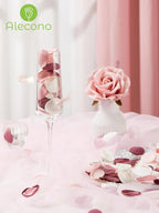Alecono 𝟲𝟬𝟬𝙋𝙘𝙨 Silk Rose Petals, Pink Petals for Wedding Proposal Flower Girl Baket, Fake Rose Petals for Night Table Decoration