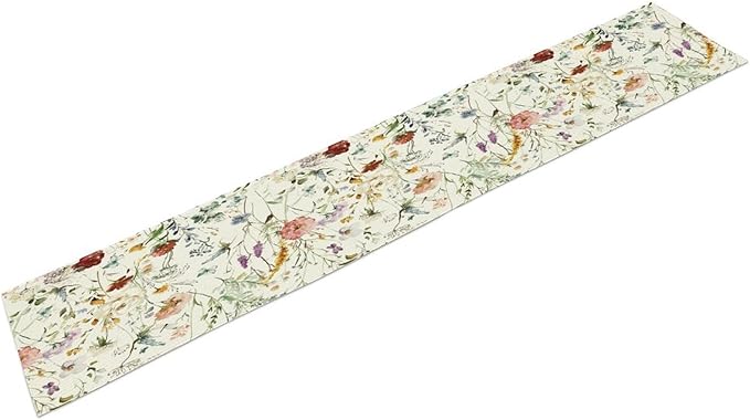 Floral Butterfly Table Runner,Rustic Colorful Flower Botanical Watercolor Pattern Print Burlap for Hotel Indoors Outdoor Dining Room Kitchen Holiday Party, 13x60in