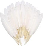 FeelfunFeather 120pcs White Goose Cochettes Feather Natural Bulk 4-6 inch 10-15cm for Wedding Party Christmas Halloween Decorations DIY Crafts