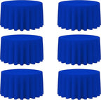 BRILLMAX 6 Pack Royal Blue Round Tablecloths 120 Inch - Circle Bulk Linen Polyester Fabric Washable Table Cloth Cover for Wedding Reception Banquet Birthday Party Buffet Restaurant