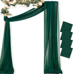 MLMC Emerald Green Wedding Arch Draping Fabric 4 Panels 29" x 20 FT Extra Long Gauze Drapes Sheer Backdrop Curtains 6.6 Yards Outdoor Drapery Panels for Wedding Ceremony Party Ceiling Decoration
