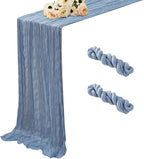 Dusty Blue 2 Pack Cheesecloth Table Runner 120 Inch 10 FT Boho Rustic Gauze for Wedding Baby Shower Party Farmhouse Summer Home Decor Washable
