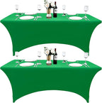 2-Pack 8ft Spandex Table Covers for Rectangle Folding Tables - Washable Elastic Tablecloth - Ultimate Fitted Table Protector for Birthday Parties, Trade Shows, Banquet