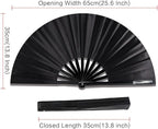 13" Large Rave Fan Bamboo, Folding Clack Hand Fans Foldable for Men Women, Boots on the Ground Poping Fan for EDM Festival Line Dance Decoration, (Black2, Large 13")