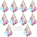 50mm Sun Catchers with Crystals, 10 Pcs Hanging Crystals Suncatchers for Windows, Colored Horns Crystal Prisms,Glass Pendant Suncatchers for Chandeliers, Garden, Christmas Tree Decor