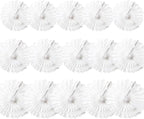 15pcs White Paper Fans Decorations - 6'', 8'', 10'' Round Tissue Honeycomb Set for Party, Birthday, Wedding Events