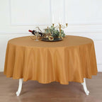 Efavormart Round Tablecloth, 90 Inch Stain & Wrinkle Resistant Washable Table Cloth, Decorative Polyester Fabric Table Cover for Banquet, Wedding, Dining- Gold