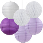 Purple-White Lavender Party Decorations Streamers - 14pcs Women Girl Birthday Paper Lanterns Fan,Tissue Pom Poms,Baby Bridal Shower Wedding Engagement Bachelorette Graduation Decor Lasting Surprise