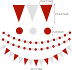ZERODECO Party Decoration, 21 Pcs Red Hanging Paper Fans Pom Poms Flowers, Garlands String and Triangle Bunting Flags for Birthday Parties Baby Showers Wedding