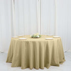 Efavormart Round Tablecloth, 132 Inch Stain & Wrinkle Resistant Washable Table Cloth, Decorative Polyester Fabric Table Cover for Banquet, Wedding, Dining- Champagne
