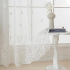 VISIONTEX White Sheer Voile Curtains, Decorative White Embossed Butterflies Rod Pocket Window Drapes for Home Kitchen, Living Room and Bedroom 54 x 95 Inch, Set of 2 Curtain Panels