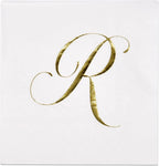 Gift Boutique 100 Gold Monogram Cocktail Napkins Letter R Disposable Paper Pack Elegant Metallic Golden Foil Hand Napkin for Powder Room Wedding Holiday Birthday Party Baby Shower Decorative Towels