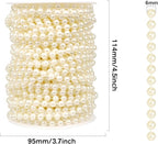[76.7 Feet] Pearl Beads Garland, 6MM 25.5 Yards Faux Pearl Beads String Roll Bulk for DIY Craft Wedding Party Christmas Tree Decoration