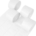 PartyWoo White Crepe Paper Streamers 4pcs 328ft Pack of Pearl White Crepe Paper Streamers for Wedding Graduation Baby Shower Engagement Anniversary Bachelorette Winter Birthday Party Decorations