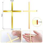 Blulu 16 Pieces Baptism Cake Toppers Crossing Cupcake Toppers Gold Mirror Acrylic Cake Picks Baptism Decor Christian Decorations(Elegant Style)