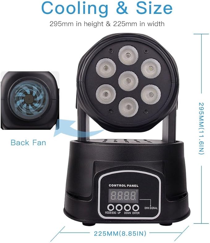 BETOPPER Moving Head RGBW, DJ Lights, Sound Activated/DMX Lighting, Moving Head Lights for Stage, Party, Live, DJ, Bar, Disco Lighting (7x8W 4 Packs)