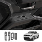 4pcs Carbon Fiber Style Front Rear Doors Window Glass Lift Switch Panel Cover Decorative Sticker Protection Car Interior Accessories for Toyota Tacoma 2024 2025 KT05