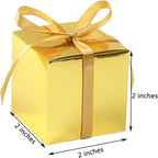 COTOPHER 100pcs Small Gift Boxes, Favor Boxes 2x2x2 inches Paper Gift Boxes with Ribbons Candy Box for Wedding Favors Baby Shower Bridal Shower Birthday Party (100pcs 2x2x2, Gold)
