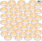 Set of 48 Waterproof Flameless Floating Tealights, 120+ Hour Warm White Battery Flickering LED Tea Lights Candles - Wedding, Party, Centerpiece, Pool & SPA.