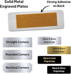 GEM AWARDS Custom Engraved Name Plate with Adhesive, Made in USA, Personalized Pet Memorial Plaque, Art Tag, Flag Case (Black Plate/Gold Text, 1x3 Inch)