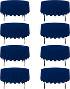 BRILLMAX 8 Pack Navy Blue Round Tablecloths 90 Inch - Circle Bulk Linen Polyester Fabric Washable Table Cloth Cover for Wedding Reception Banquet Birthday Party Buffet Restaurant