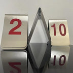 Metal Place Cards Stackable Tent Style Table Numbers,Place Card Holders for TRPG Wedding Party Restaurants Cafes Bars Gatherings Meeting Room Board Games (Red, Large 1-10)