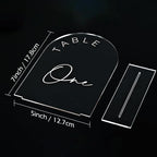 JINMURY Clear Arch Wedding Table Numbers 1-10 with Stands, 5x7 Inch Acrylic Arch Sign with White Lettering, Clear Acrylic Table Numbers for Wedding Reception