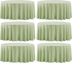 Round Tablecloth 132 Inch 6 Pack Sage Green Tablecloths Washable Decorative Linen Polyester Table Clothes Cover for Dining Table Banquets Buffet Parties and Wedding