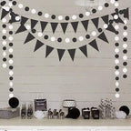 Cheerland Black and White Party Decoration Gothic Circle Garland Halloween Flag Banner for Summerween Birthday Hanging Streamer Banner Backdrop Wedding Baby Anniversary Graduation Shower Party Supply