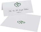 Linked Hearts Place Cards, Hunter Green (Choose Color), Set of 25, Pre-cut and Scored - Wedding, Party, Dinner, and Special Events - Made in the USA