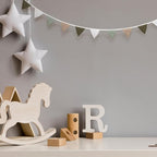 Oudain 15.5 ft Pennant Banner Flags, 2 Pcs Nursery Garland Triangle Bunting Flag Baby Banner for Nursery Decor Baby Birthday Boho Wedding Shower Party Event, Each 7.75 ft(Deep Color)