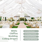 8 Panels White Wedding Ceiling Drapes 5ftx30ft Ceiling Drapes Chiffon Fabric Arch Draping Sheer Curtains Soft Drapery Draping Wedding Ceiling Decorations for Party Ceremony Stage Swag