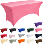 2-Pack 6ft Spandex Table Covers for Rectangle Standard Folding Tables - Wrinkle Resistant Stretch Tablecloths - Ultimate Fitted Table Protector for Parties, Trade Shows, Banquet